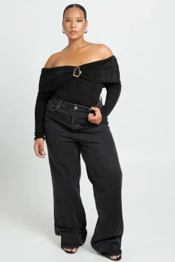 boohoo Body Grande Taille Bardot Avec Détail D'anneau Décoratif<Femme Tops