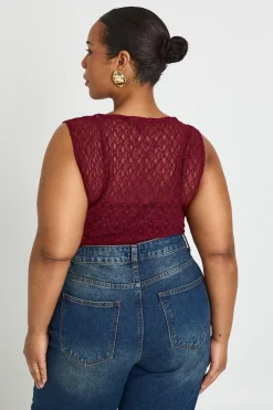 boohoo Body Grande Taille à Col Nageur en Dentelle<Femme Satin Et Dentelle|Tops