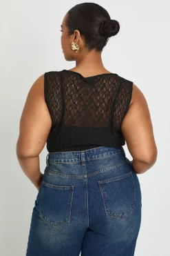 Body Grande Taille à Col Nageur en Dentelle