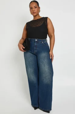 Body Grande Taille à Col Nageur en Dentelle