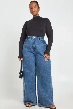 Body Grande Taille Col Rond Manches Longues Effet Seconde Peau