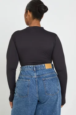 Body Grande Taille Col Rond Manches Longues Effet Seconde Peau