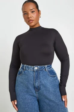 Body Grande Taille Col Rond Manches Longues Effet Seconde Peau