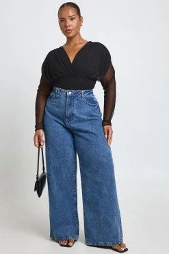 Body Grande Taille Col V Plongeant À Buste En Mesh