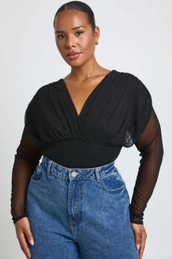 Body Grande Taille Col V Plongeant À Buste En Mesh