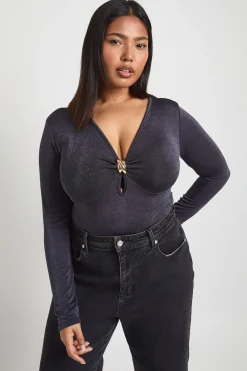 boohoo Body Grande Taille À Découpe Décolleté Avec Finitions Dorées<Femme Tops