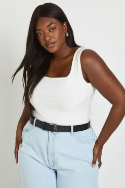 Body Grande Taille Double Épaisseur Slinky Encolure Carrée