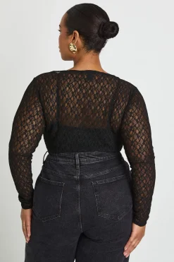 Body Grande Taille En Dentelle À Manches Longues
