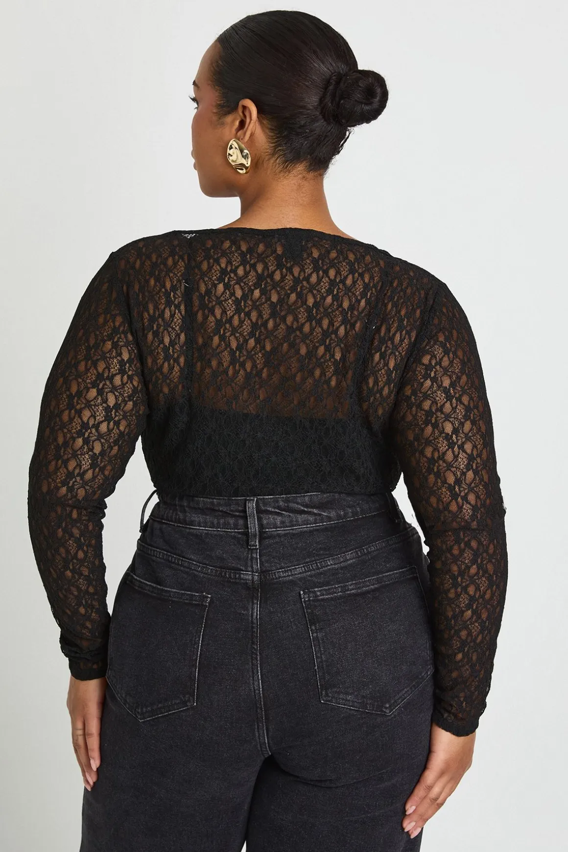 Body Grande Taille En Dentelle À Manches Longues