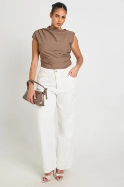boohoo Body Grande Taille Froncé À Encolure Montante<Femme Tops
