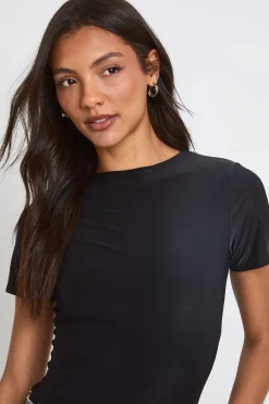 Body Grande Taille À Manches Courtes En Tissu Slinky Double Épaisseur