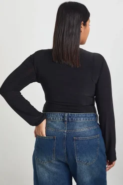 boohoo Body Grande Taille à Manches Longues en Tissu Slinky Double Épaisseur<Femme Tops