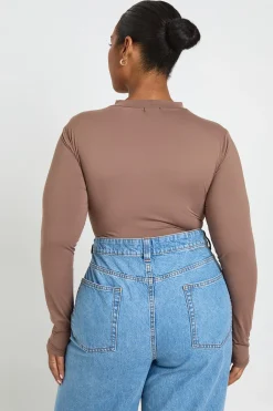 boohoo Body Grande Taille À Manches Longues Col Montant Effet Seconde Peau<Femme Tops