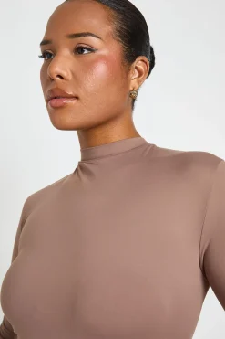 boohoo Body Grande Taille À Manches Longues Col Montant Effet Seconde Peau<Femme Tops
