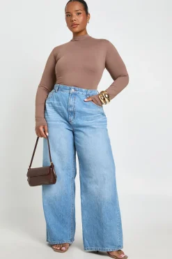 boohoo Body Grande Taille À Manches Longues Col Montant Effet Seconde Peau<Femme Tops