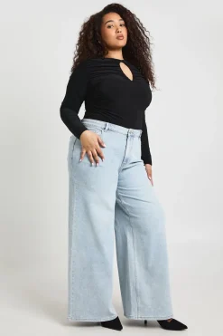 boohoo Body Grande Taille À Manches Longues Avec Découpes<Femme Tops