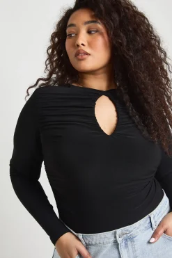 boohoo Body Grande Taille À Manches Longues Avec Découpes<Femme Tops