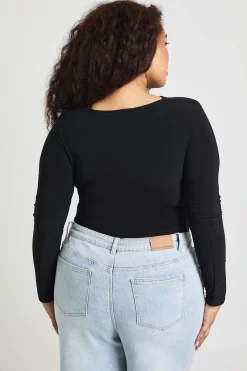 boohoo Body Grande Taille À Manches Longues Avec Découpes<Femme Tops