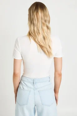 Body À Manches Courtes En Tissu Slinky Double Épaisseur Petite