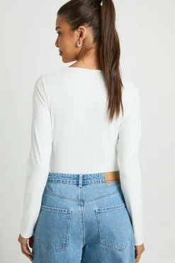 boohoo Body À Manches Longues Avec Col Bénitier Profond<Femme Tops