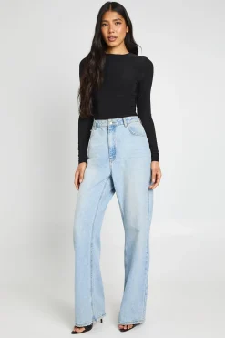 Body À Manches Longues Col Rond En Jersey Slinky Double Épaisseur Coupe Tall