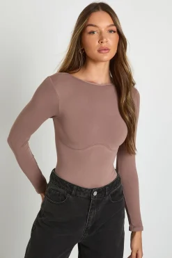boohoo Body à manches longues à col rond sans couture<Femme Tops D’Automne|Tops