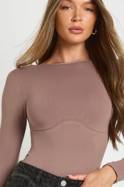 boohoo Body à manches longues à col rond sans couture<Femme Tops D’Automne|Tops
