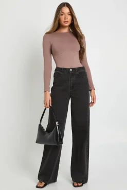 boohoo Body à manches longues à col rond sans couture<Femme Tops D’Automne|Tops