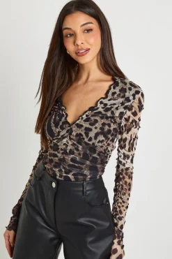 boohoo Body à manches longues en maille à encolure froncée, ier<Femme Tops