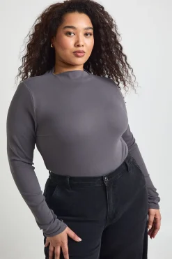 Body à Manches Longues Ultra Doux avec Col Intégré Taille Plus