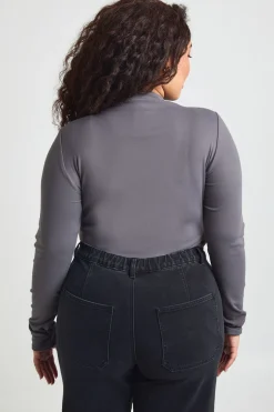 Body à Manches Longues Ultra Doux avec Col Intégré Taille Plus