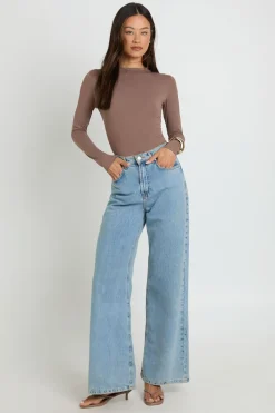 boohoo Body Moulant À Col Rond Et Manches Longues Coupe Tall<Femme Tops