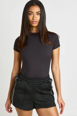 boohoo Body Moulant À Manches Courtes Et Col Montant Seconde Peau<Femme Tops