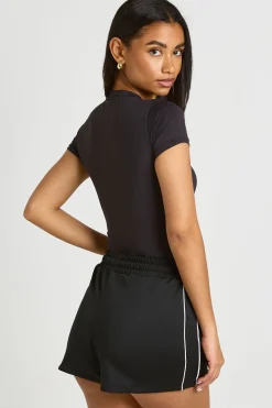 boohoo Body Moulant À Manches Courtes Et Col Montant Seconde Peau<Femme Tops