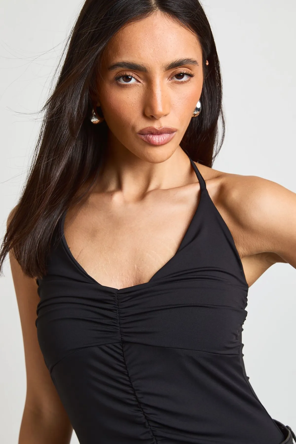 boohoo Body Moulant Mat À Col V Avec Fronces<Femme Tops
