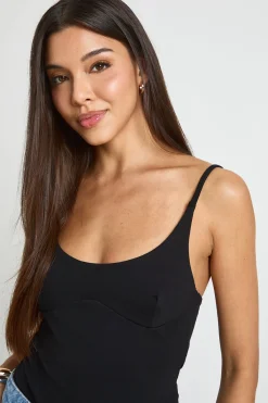 boohoo Body Moulant Premium À Bretelles Avec Découpes Contour<Femme Tops