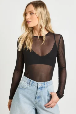 boohoo Body Petite Basique En Mesh À Manches Longues<Femme Basiques|Tops
