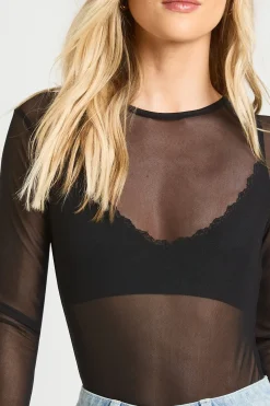 boohoo Body Petite Basique En Mesh À Manches Longues<Femme Basiques|Tops