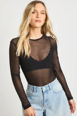 boohoo Body Petite Basique En Mesh À Manches Longues<Femme Basiques|Tops