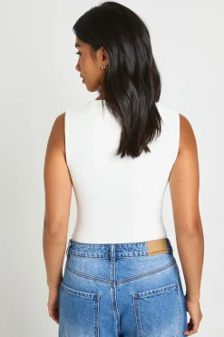 Body Petite Double Couche Moulant À Encolure Carrée Sans Manches