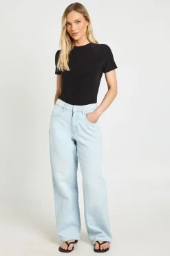 Body Petite À Manches Courtes En Tissu Slinky Double Épaisseur