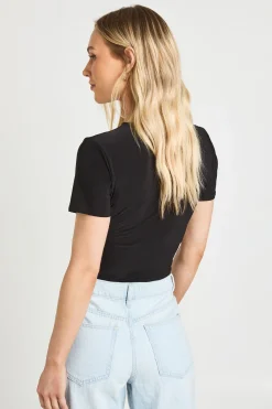 Body Petite À Manches Courtes En Tissu Slinky Double Épaisseur