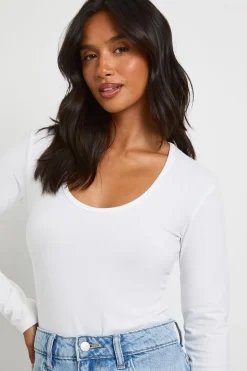 Body Petite À Manches Longues Et Encolure Arrondie Basic