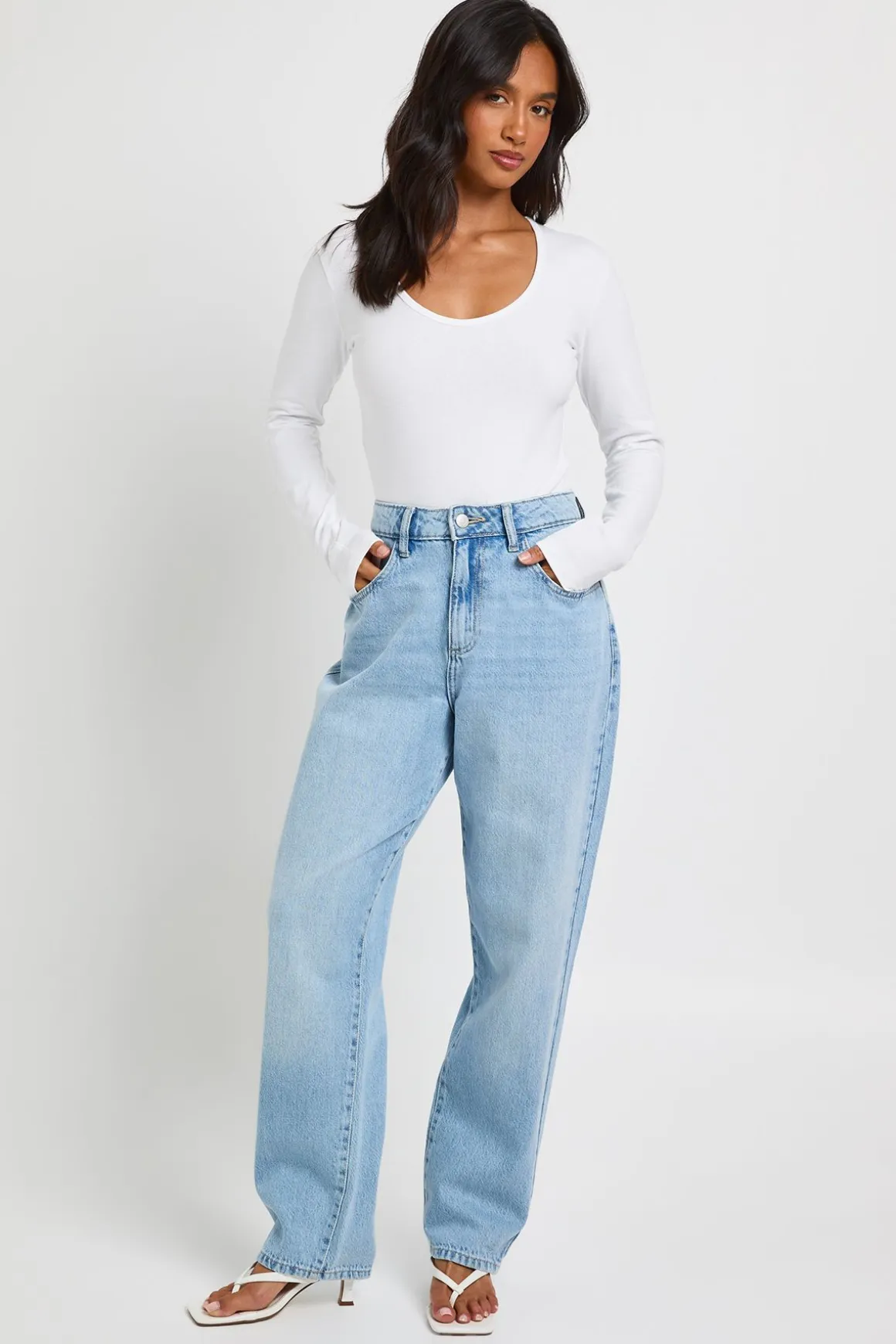 Body Petite À Manches Longues Et Encolure Arrondie Basic