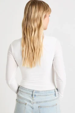 Body Petite À Manches Longues Et Col Rond En Tissu Slinky Double Épaisseur