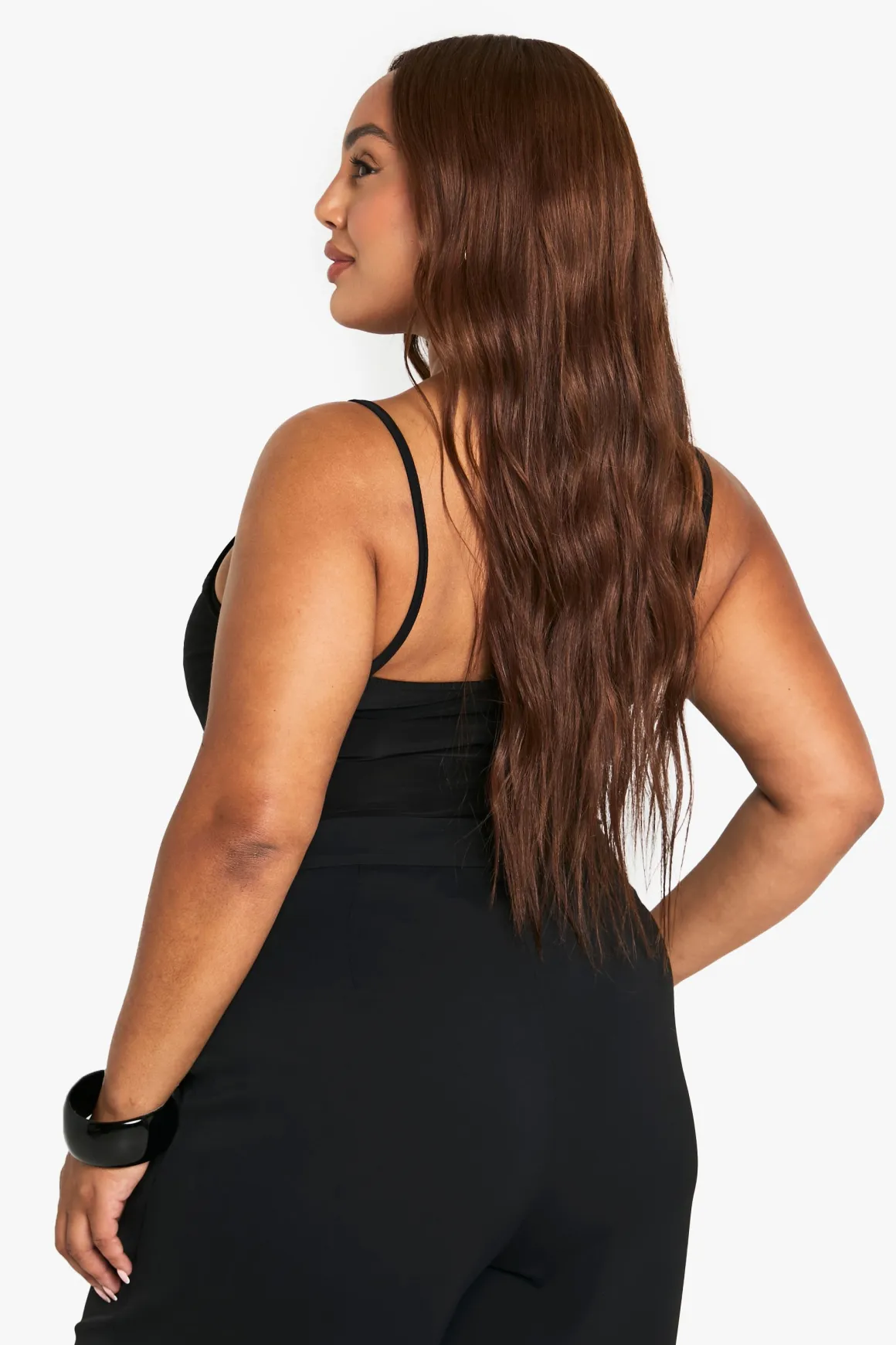 Body plus-size en tissu fluide avec insert en dentelle