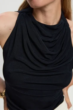 Body Premium en Crêpe Soyeux Col Montant avec Détail Foulard