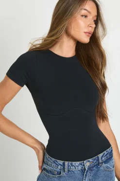 Body sans couture à col rond et manches courtes