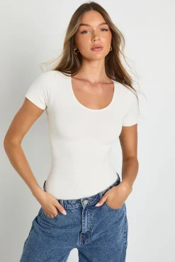 boohoo Body sans couture à décolleté arrondi et manches courtes<Femme Tops