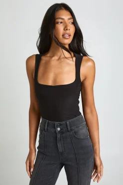 boohoo Body Sans Manches À Double Épaisseur Slinky Encolure Carrée Coupe Tall<Femme Tops
